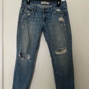 Abercrombie cropped ripped jeans